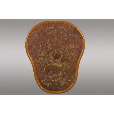 French Medallion In Embossed Leather .xixth Century