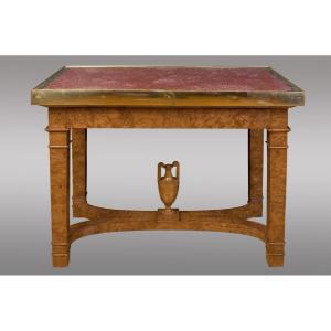 Table Russe De Millieu En Racine D´orme, Bronze Et Porphyre. Vers 1830