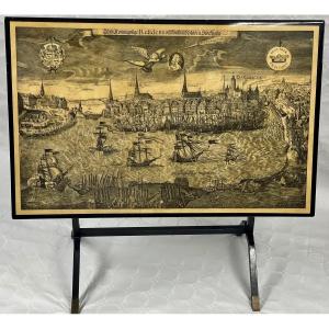 Folding Coffee Table In Painted And Gilded Metal, Circa 1960