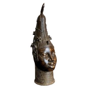 Commemorative Bronze Head Kingdom Of Benin Edo Culture Nigeria Late 19th Century