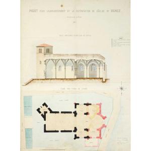 Léo Barge, Project For The Expansion And Restoration Of The Church Of Diémoz, 1854, Isère.