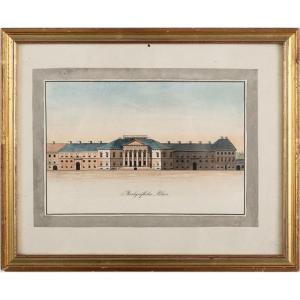 Framed Watercolor: Markgräfliches Margrave's Palace (karlsruhe, Baden-württemberg, Germany)