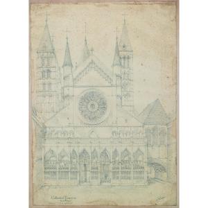 James Swan (1864-1940). Notre-dame Cathedral Of Tournai. Two Drawings. (1900). 