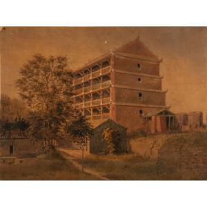 (china). View Of The Five-story Pagoda In Canton (zhenhai Tower, Guangdong), (1889).