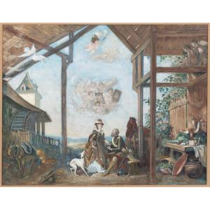 La Belle Gabrielle Restaurant In Suresnes. Henry IV Seduces Gabrielle d'Estrées. 