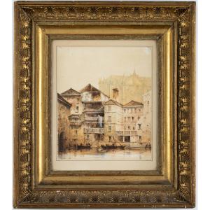 F.-j. Nolau. Animated View Of Saint-étienne Cathedral And The Roches District In Metz.