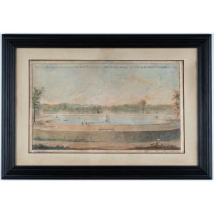 Drawing By Jean Chaufourier. View Of The Castle And Gardens Of Bagnolet (seine-saint-denis).