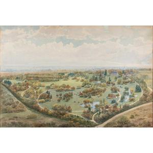 Joseph Linossier. View Of The Park Of The Château De l'étang In Bagnolet (seine-saint-denis). [1873-1876]
