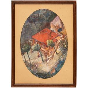 Paul Lajoie. View Of The Villa Marijo In èze (alpes-maritimes), French Riviera, 1933.