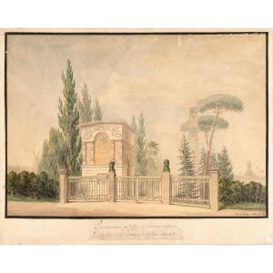 Francisque Philippon. Drawing Of A Funerary And Commemorative Monument Offered To His Mother. 1803.