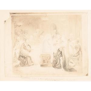 Théodore Chassériau. Banquo's Ghost. Preparatory Drawing On A Photo, [circa 1854].