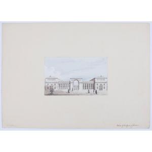 Joseph Nash. Palace Of The Legion Of Honor. Original Watercolor. Around 1830.