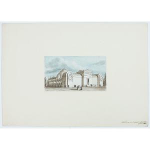 Joseph Nash. Exterior Of The Expiatory Chapel Of Louis XVI. Original Watercolor. Circa 1830.