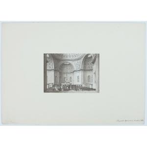 Joseph Nash. Expiatory Chapel Of Louis XVI (interior). Original Watercolor. Circa 1830.