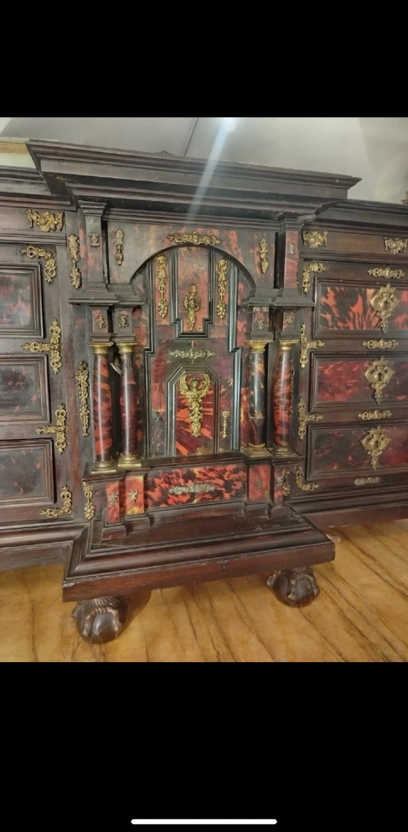 Stipo Monetiere Siciliano XVII Secolo Legno Ebanizzato Bronzi Dorati Palermo.-photo-2