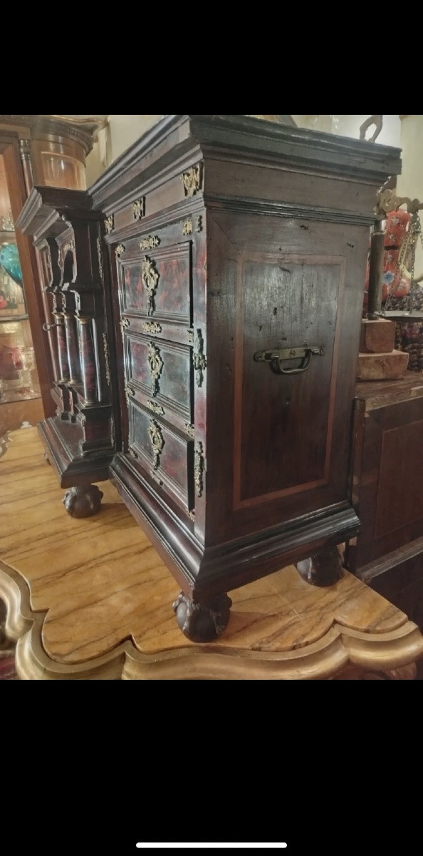 Stipo Monetiere Siciliano XVII Secolo Legno Ebanizzato Bronzi Dorati Palermo.-photo-2