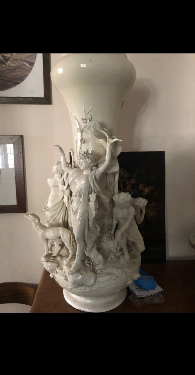 Coppia vasi Capodimonte monumentali in porcellana, Napoli ca. 1880–1900, 100 cm.-photo-1