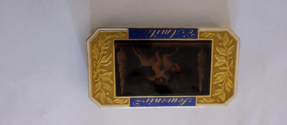 Rara tabacchiera in oro smaltato, Ginevra o Parigi, 1834 – “Souvenir d’Amitié” con miniature mi-photo-4