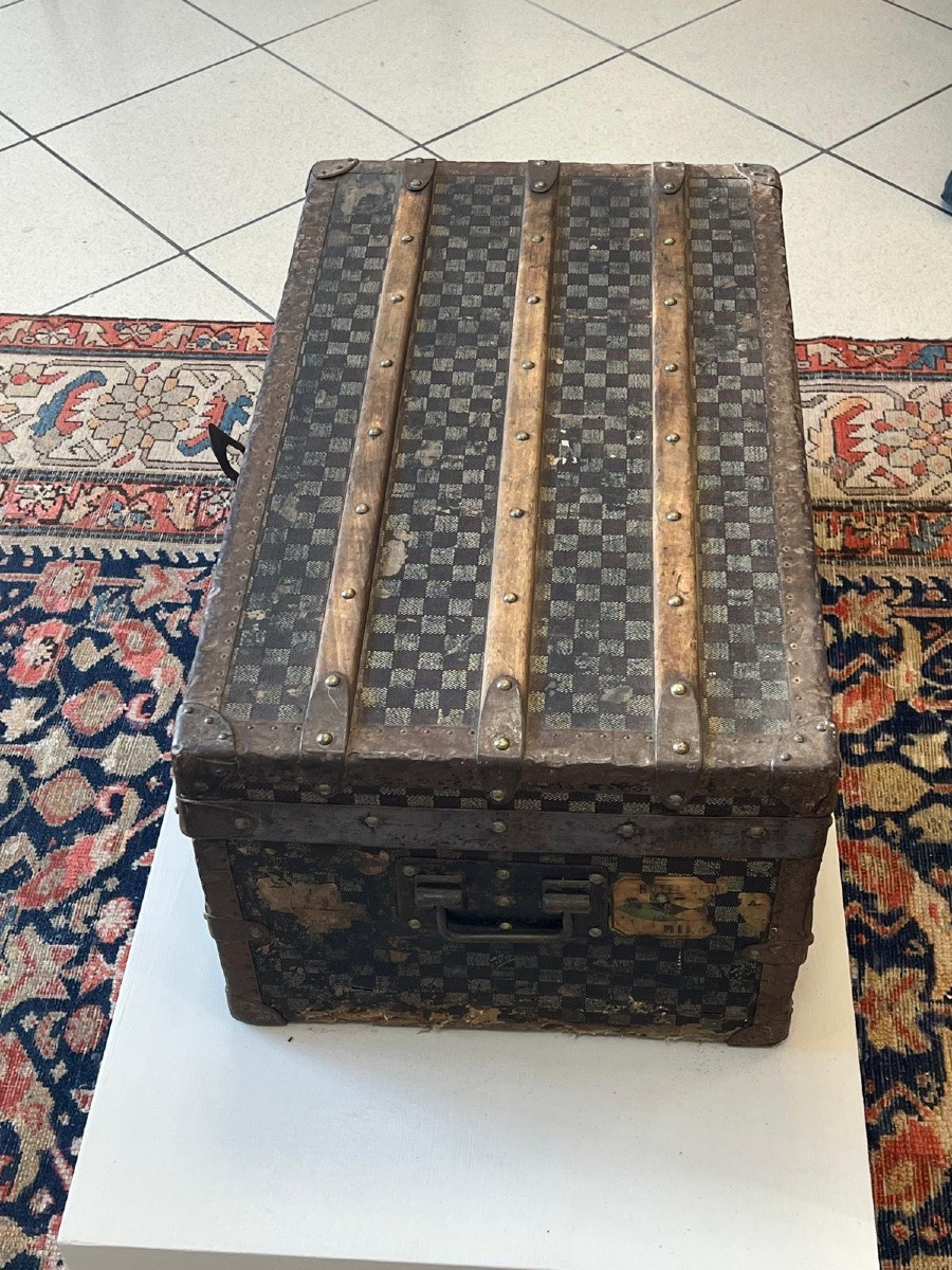 Antico Baule da Viaggio Originale Fine ’800 / Inizio ’900 – Stile Louis Vuitton Damier-photo-2