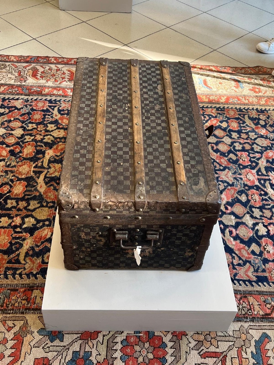 Antico Baule da Viaggio Originale Fine ’800 / Inizio ’900 – Stile Louis Vuitton Damier-photo-3