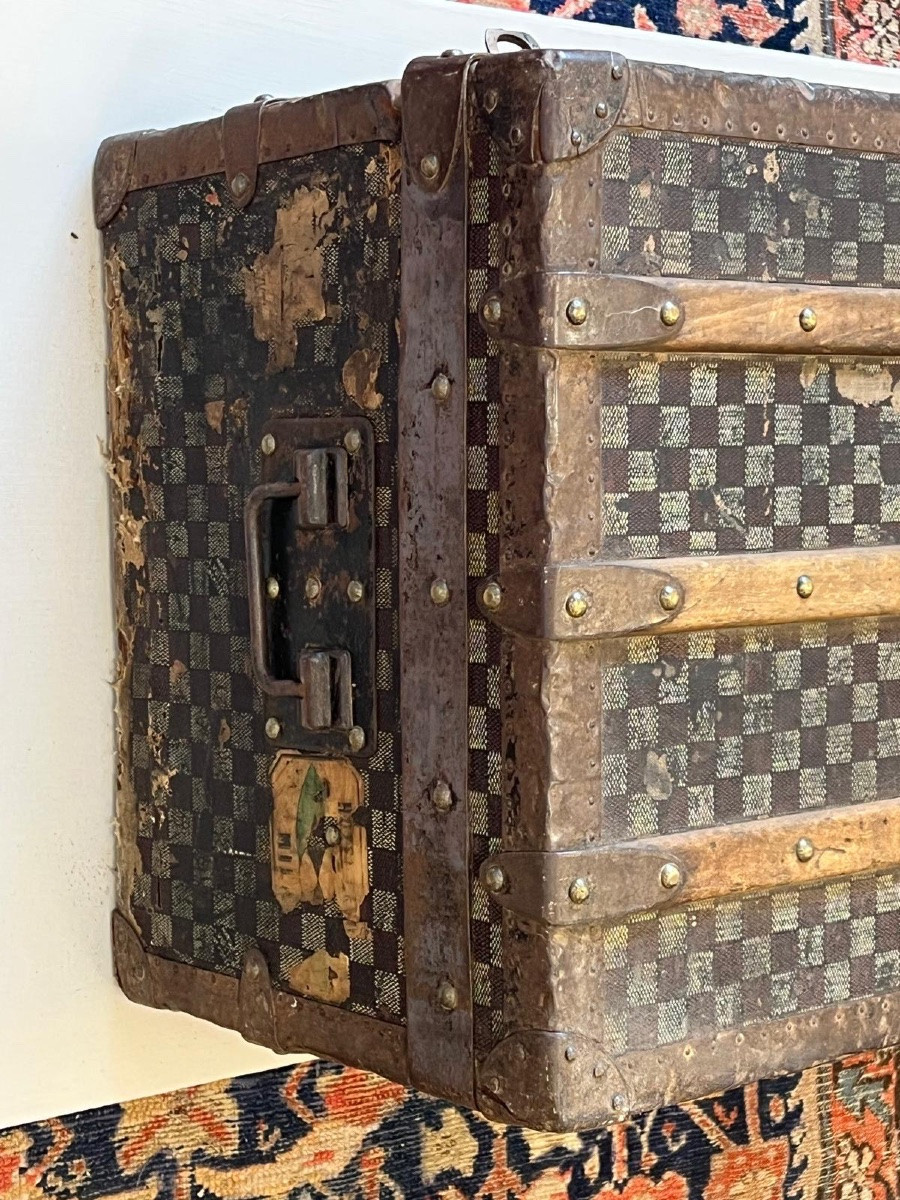 Antico Baule da Viaggio Originale Fine ’800 / Inizio ’900 – Stile Louis Vuitton Damier-photo-4