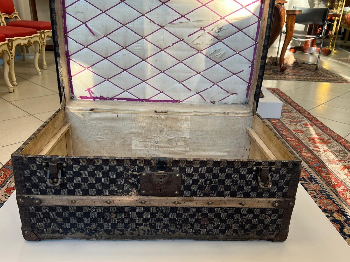 Antico Baule da Viaggio Originale Fine ’800 / Inizio ’900 – Stile Louis Vuitton Damier-photo-2