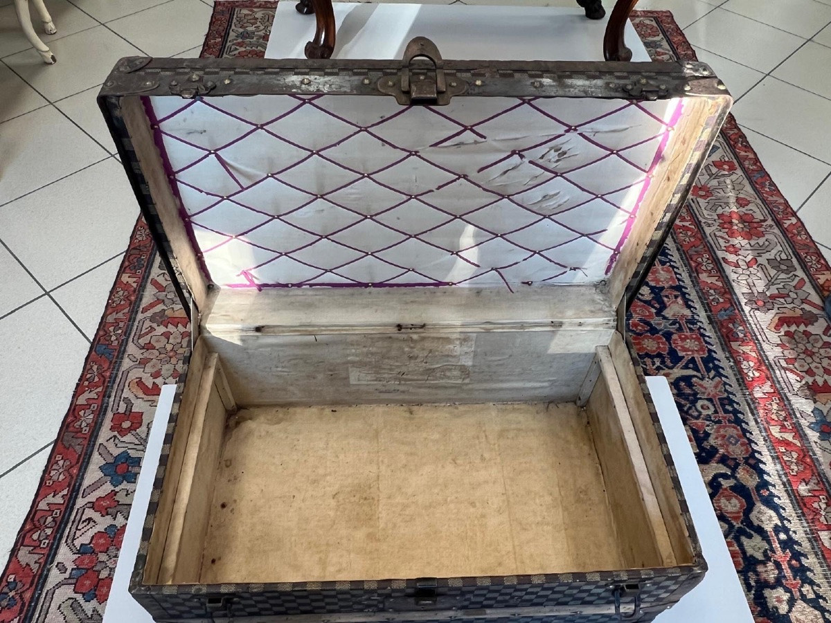 Antico Baule da Viaggio Originale Fine ’800 / Inizio ’900 – Stile Louis Vuitton Damier-photo-3