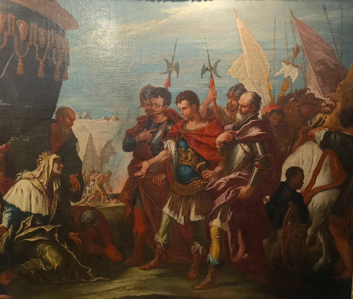 Olio su tela Alessandro e famiglia di Dario: Un Capolavoro del 700 di Gaspare Diziani 1689-1767-photo-2