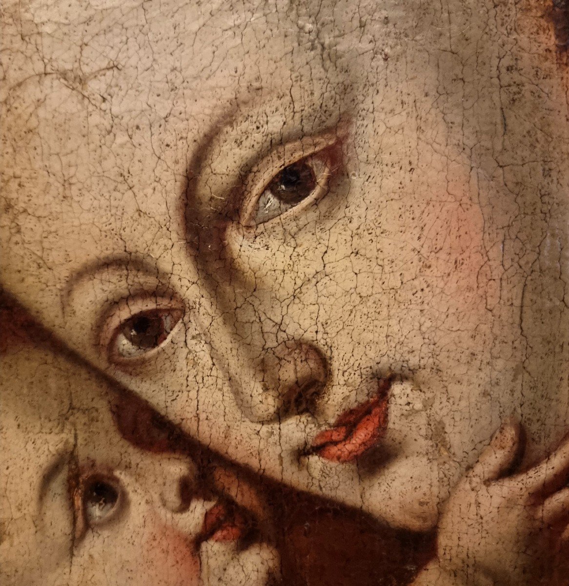 L'emozione: Olio su tela fine 500 Madonna con Bambino scuola fiamminga-photo-1