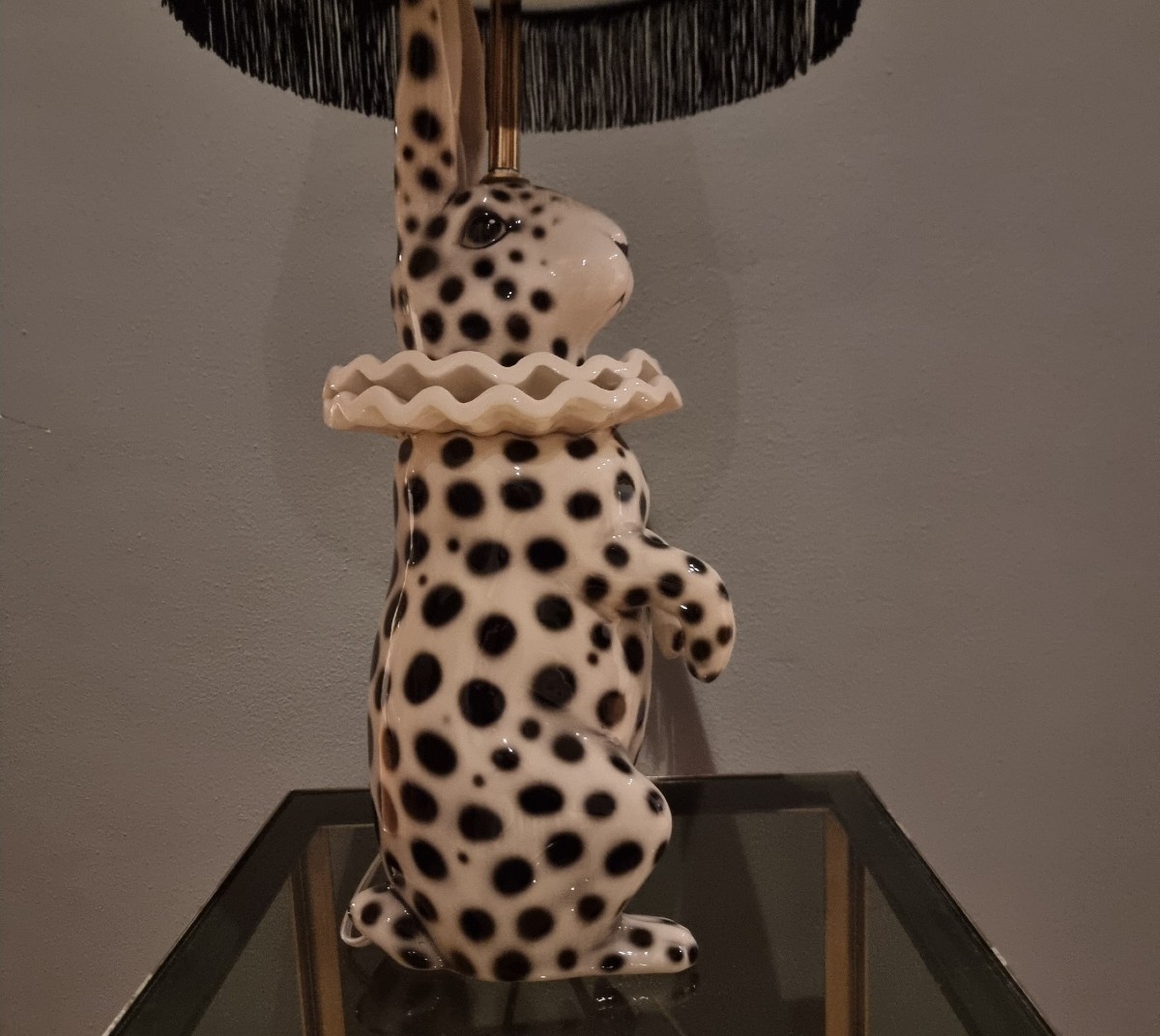 Lampada con Coniglio in Ceramica Dipinta vestiro da Pierrot-photo-6