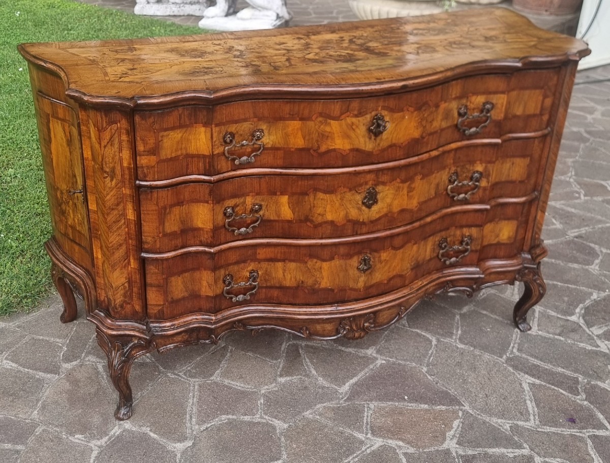 Cassettone veneziano del 700 in radica di noce  da palazzo signorile -photo-4
