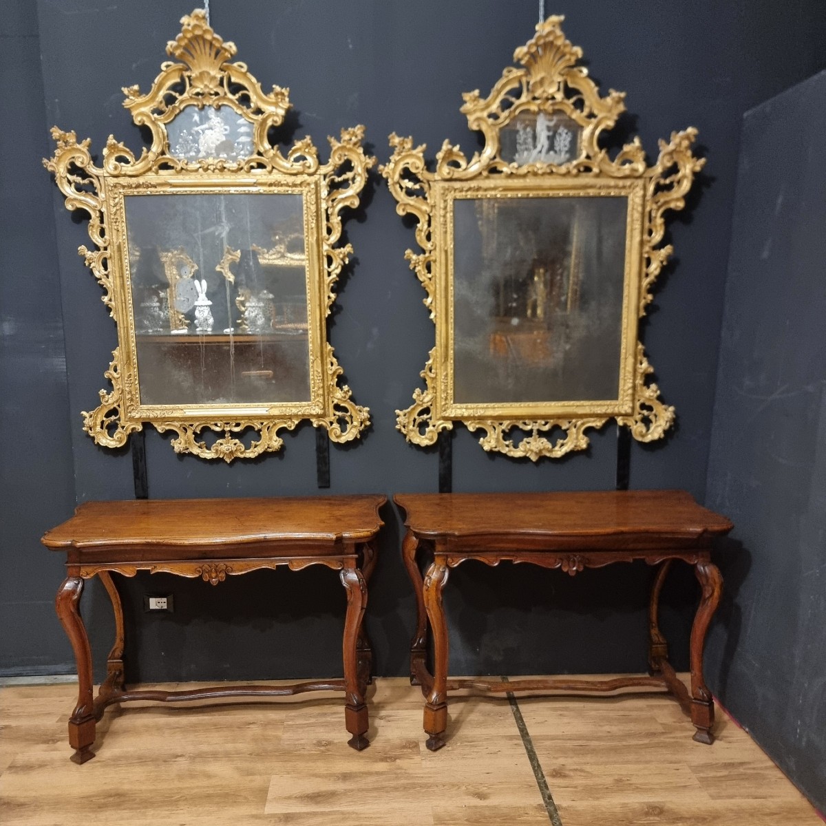Coppia di specchiere veneziane del 1850 grande misura da palazzo signorile -photo-2