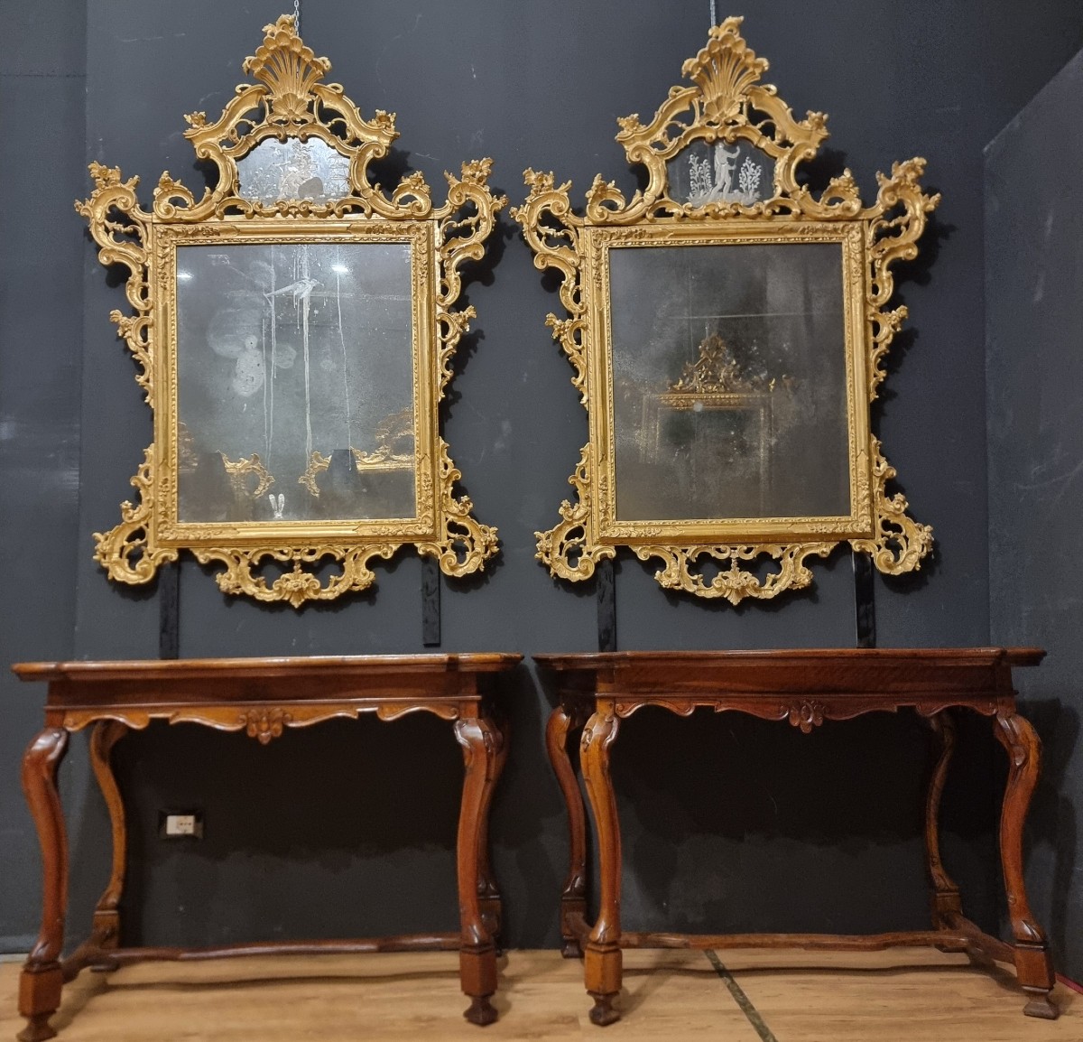 Coppia di specchiere veneziane del 1850 grande misura da palazzo signorile -photo-7