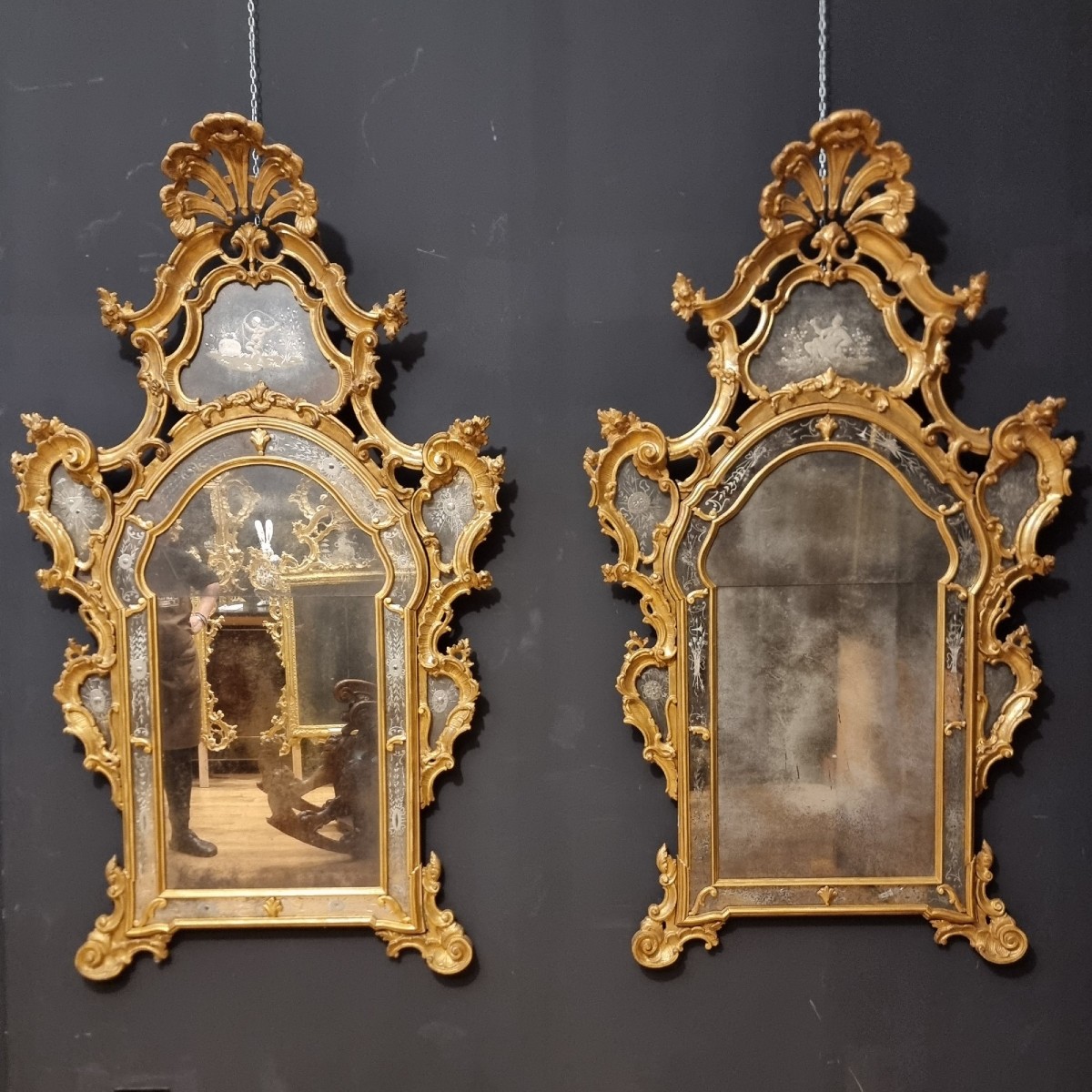 Coppia di Specchiere Veneziane del 1850 grande misura