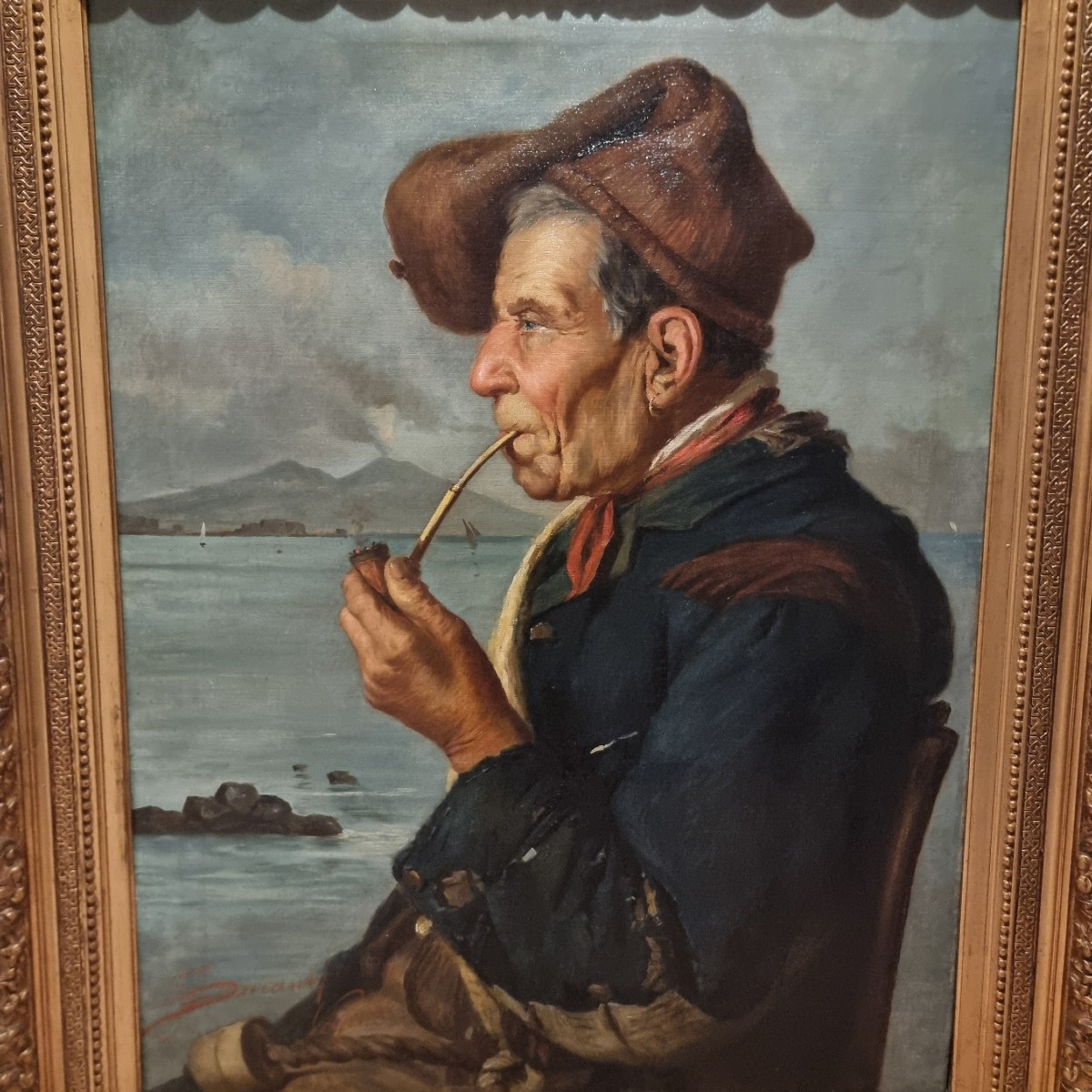 Pescatore napoletano pittura dell’800 firmato Duranti alta qualità-photo-2
