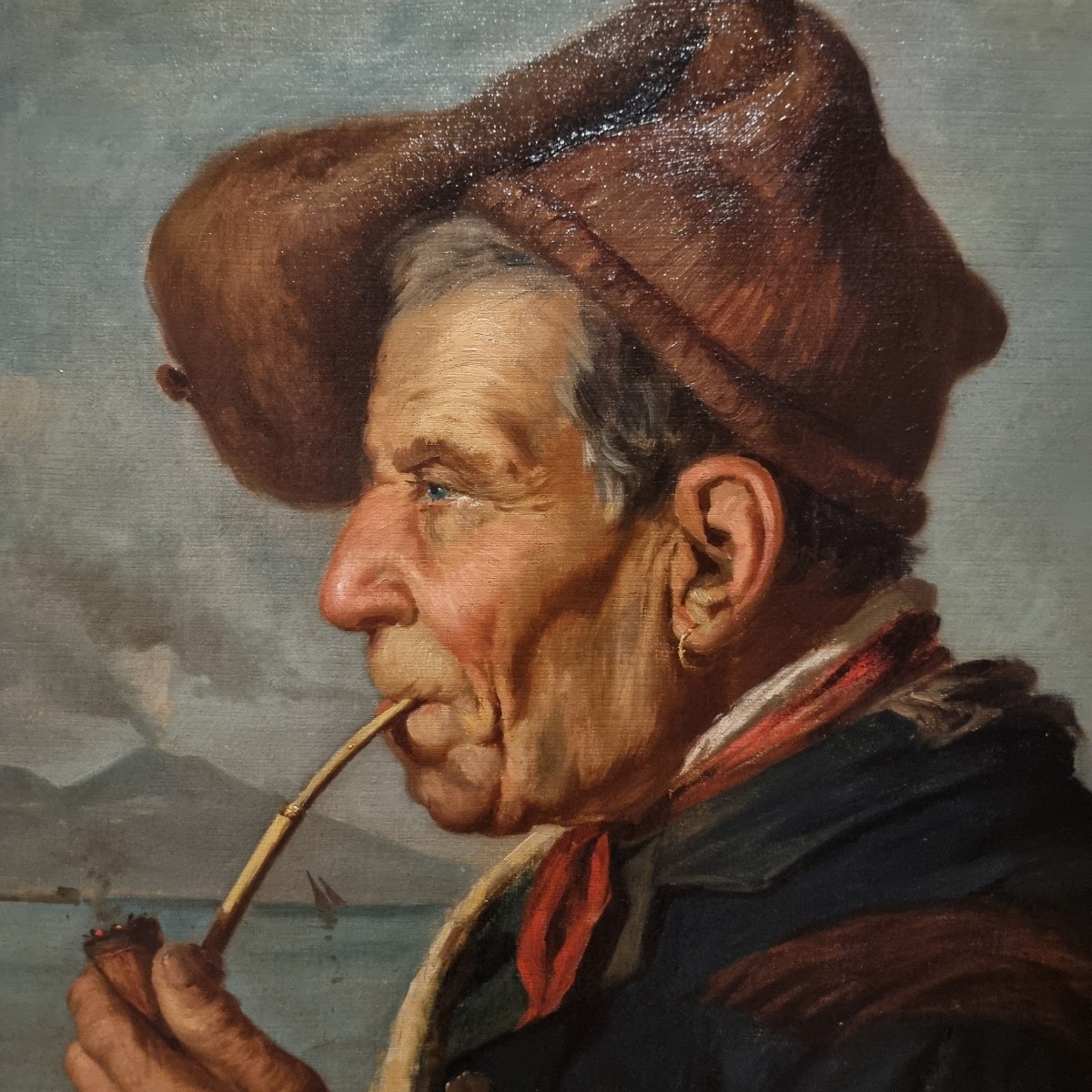 Pescatore napoletano pittura dell’800 firmato Duranti alta qualità-photo-3