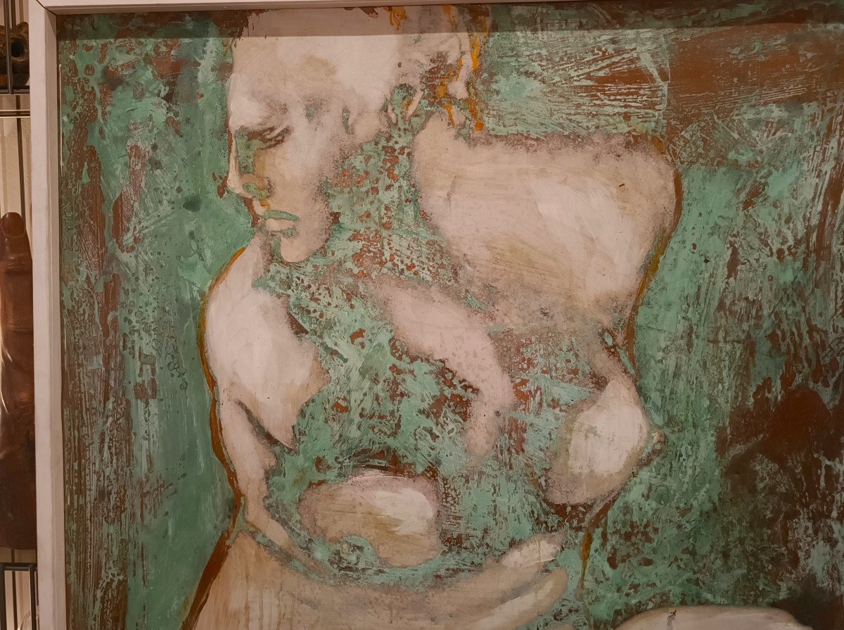 Olio su rame ossidato Venere al bagno opera di Alessandro La Motta-photo-6