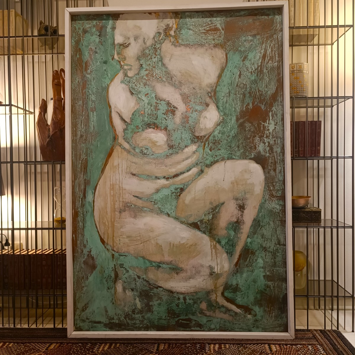 Olio su rame ossidato Venere al bagno opera di Alessandro La Motta