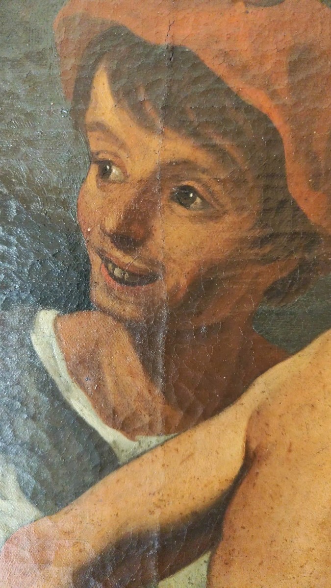 Olio su tela fine 600 Scena campestre con musicanti – scuola di Francesco Guarini (1611‑1654)-photo-2