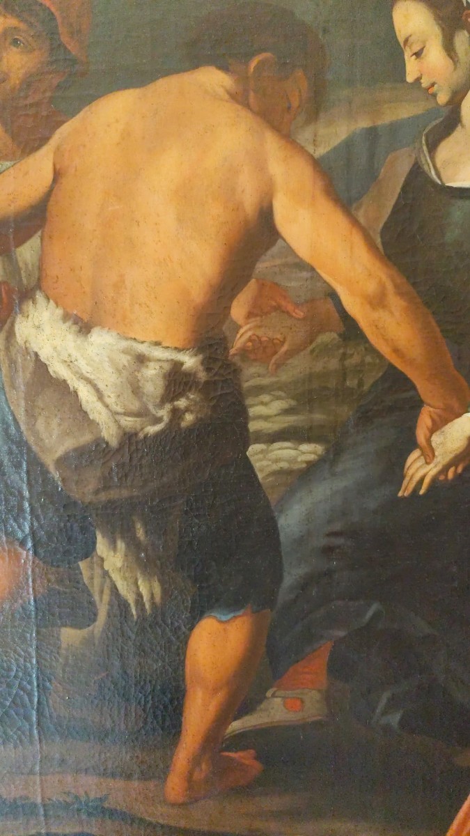 Olio su tela fine 600 Scena campestre con musicanti – scuola di Francesco Guarini (1611‑1654)-photo-3