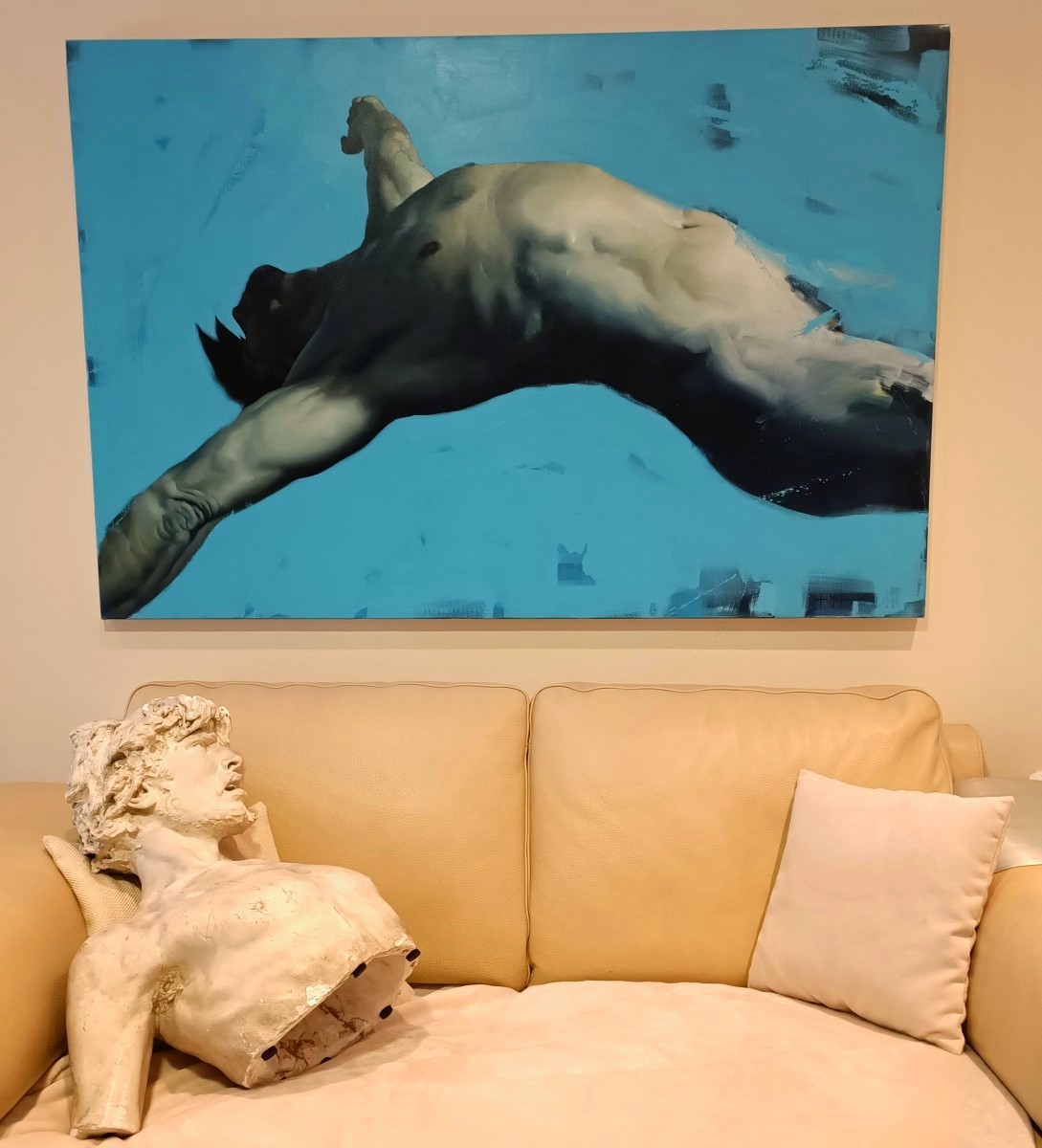 Olio su tela "Deep Blue" Filippo Manfroni al confine dell' iperealismo Context Art Miami-photo-1