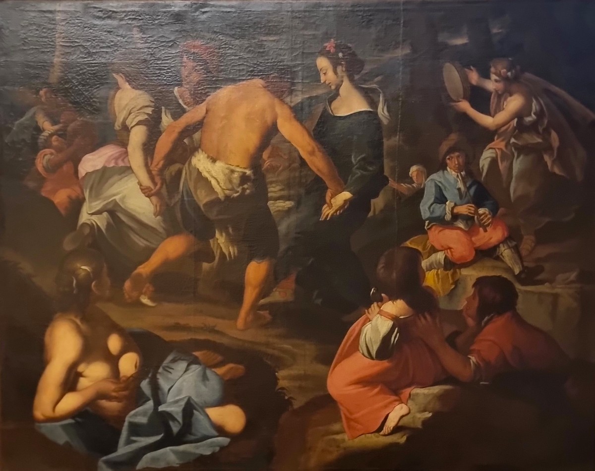 Olio su tela 600 Scena campestre con musicanti – scuola di Francesco Guarini (1611‑1654)-photo-2