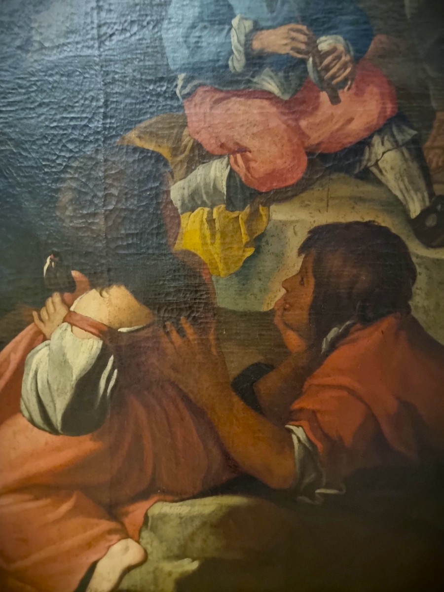 Olio su tela 600 Scena campestre con musicanti – scuola di Francesco Guarini (1611‑1654)-photo-2