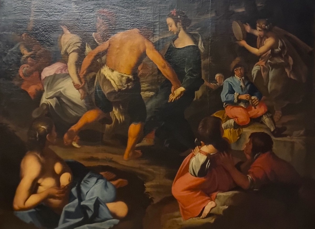 Olio su tela 600 Scena campestre con musicanti – scuola di Francesco Guarini (1611‑1654)-photo-3