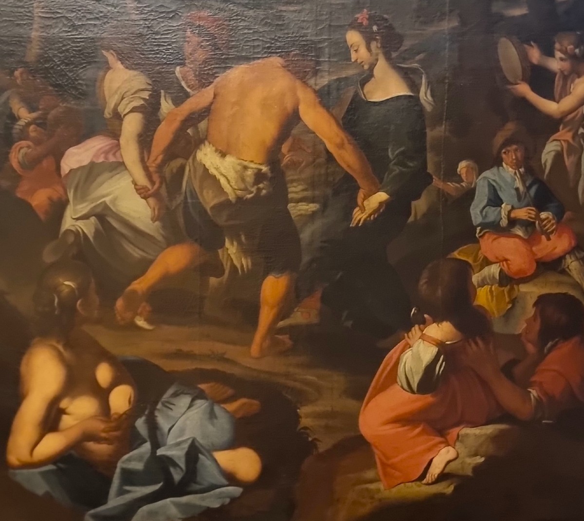 Olio su tela 600 Scena campestre con musicanti – scuola di Francesco Guarini (1611‑1654)-photo-4