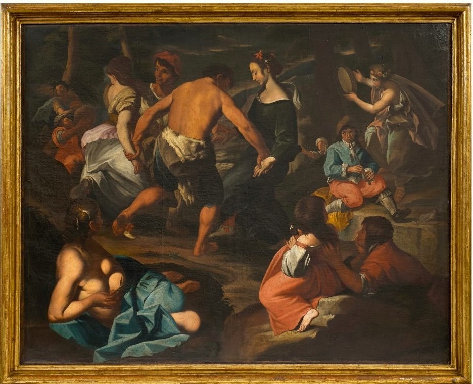 Olio su tela 600 Scena campestre con musicanti – scuola di Francesco Guarini (1611‑1654)-photo-8