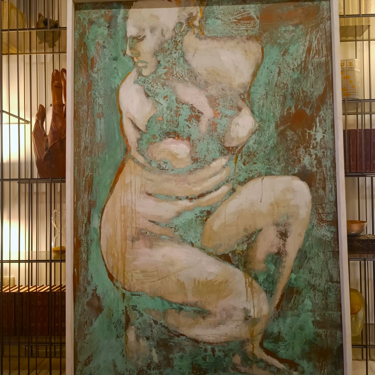 Olio su rame ossidato Venere al bagno opera di Alessandro La Motta-photo-3