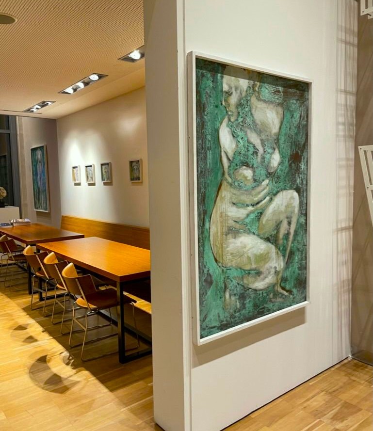 Olio su rame ossidato Venere al bagno opera di Alessandro La Motta-photo-4