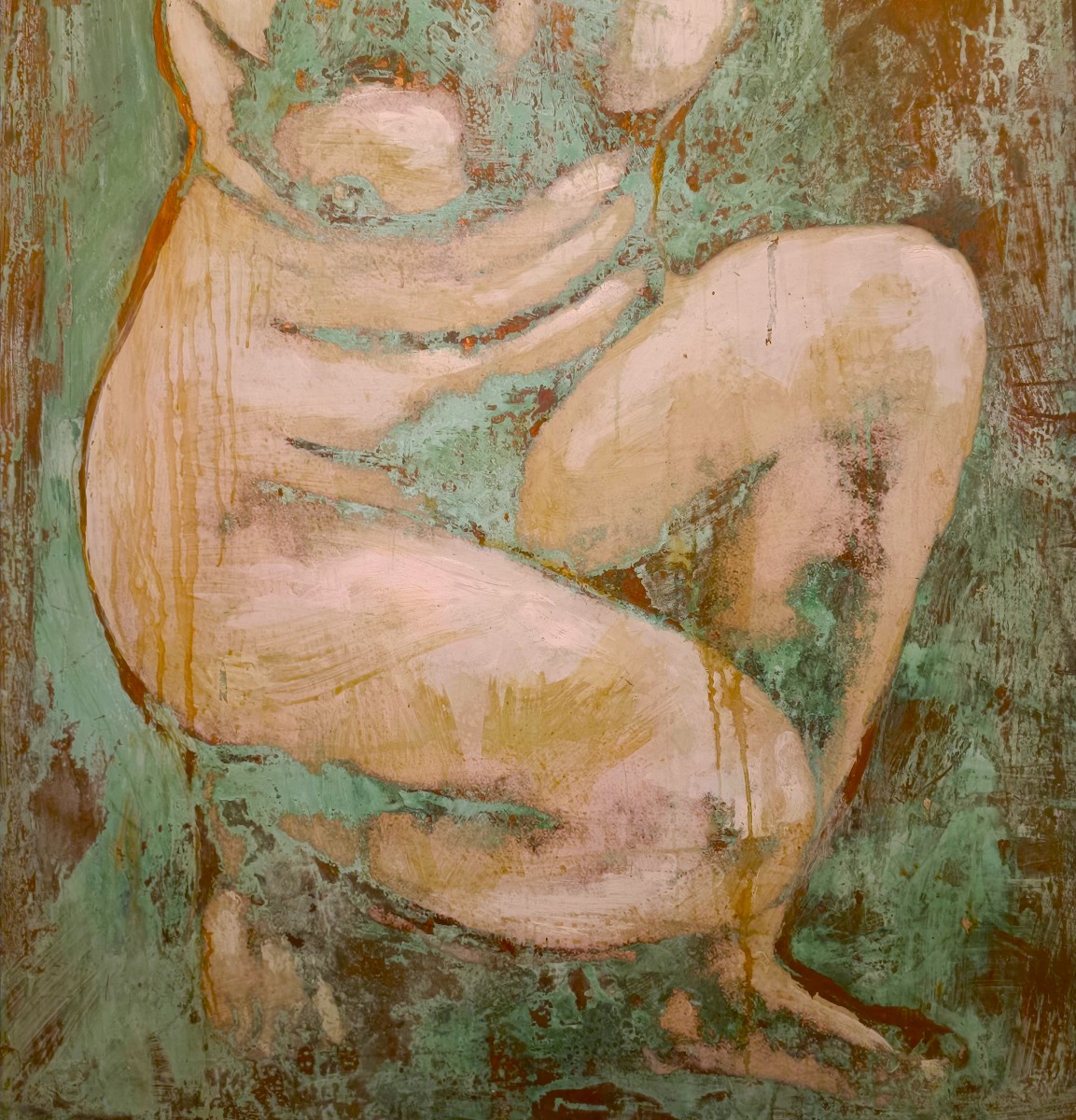 Olio su rame ossidato Venere al bagno opera di Alessandro La Motta-photo-4