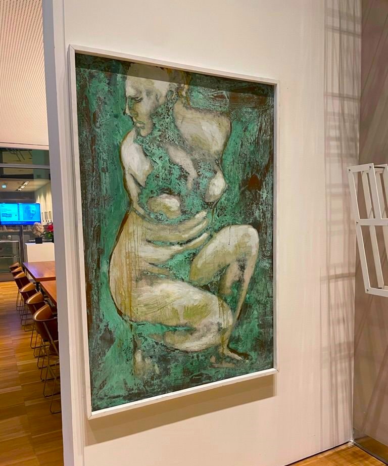 Olio su rame ossidato Venere al bagno opera di Alessandro La Motta-photo-8